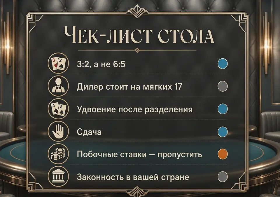 Инфографика-чек-лист: пункты правил стола, которые важно проверить до игры