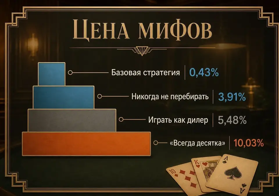 Инфографика о цене мифов: на сколько народные подходы повышают преимущество казино